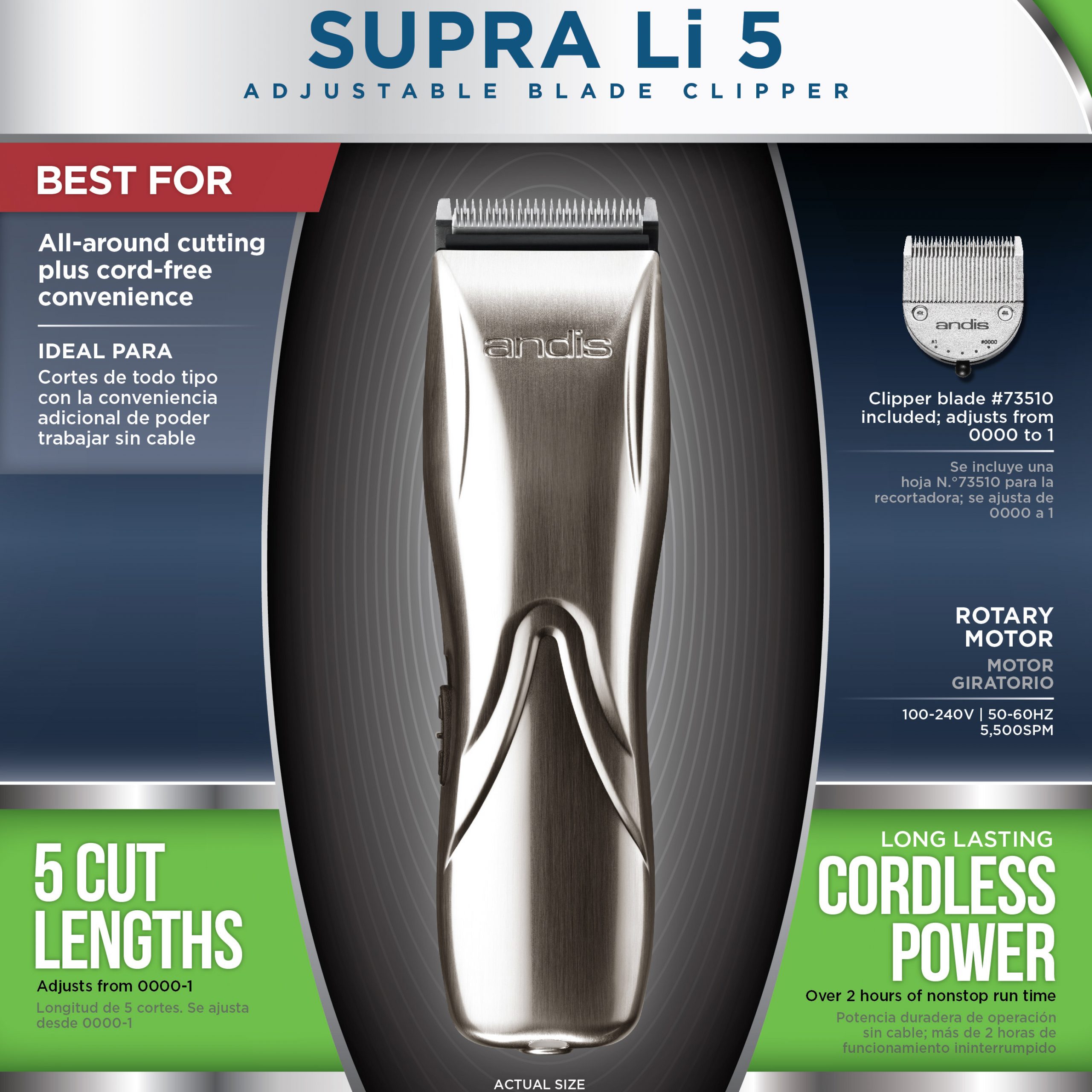 Andis Supra Lithium 5 Adjustable Blade Clipper_1